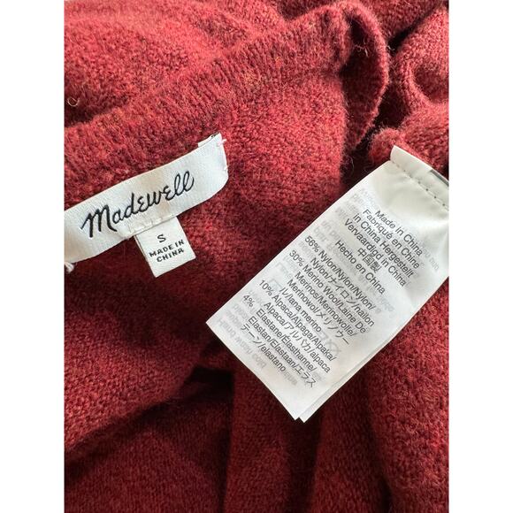 Madewell Long Open Cardigan Sweater Rust Merino Wool Blend Small - Picture 3 of 3